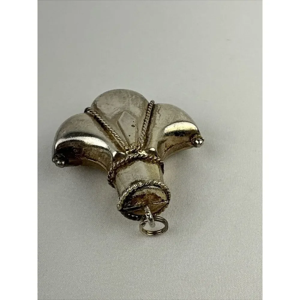 Vintage 3-D Dimensional Silver Fleur‎ de Lis Pendant Steampunk French Goth